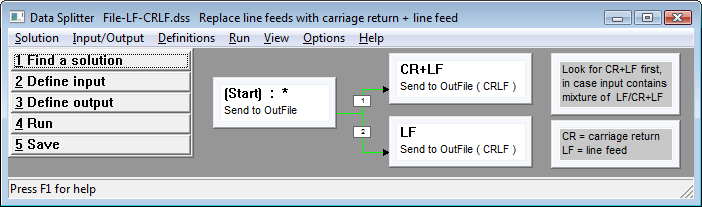 screen shot: replacing line feeds with carriage return / line feed sequences