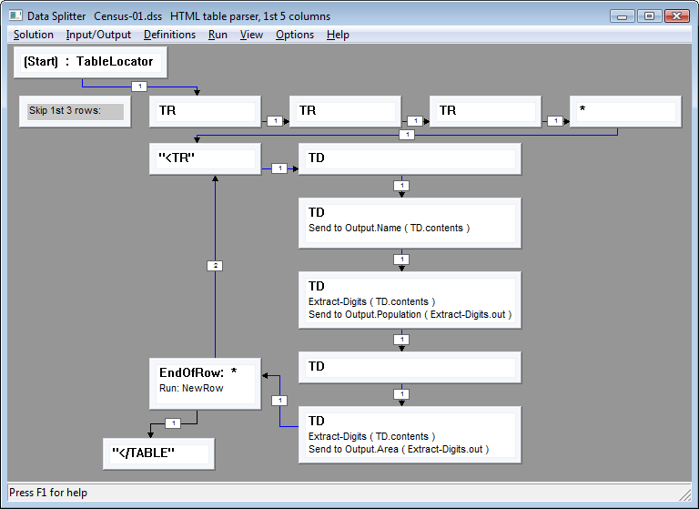 screen shot: HTML table parser