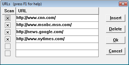 screen shot: web page watcher - URL dialog